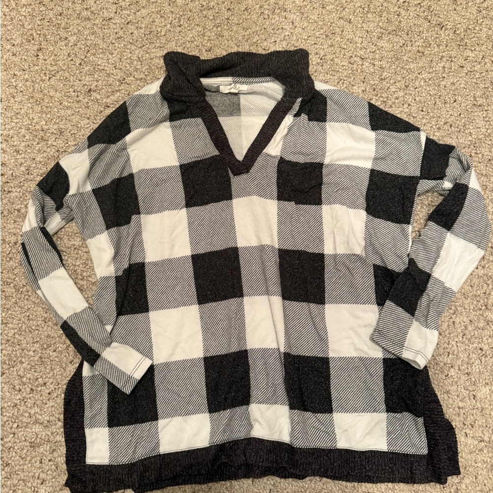 Maurices Checkered Black and White Sweater